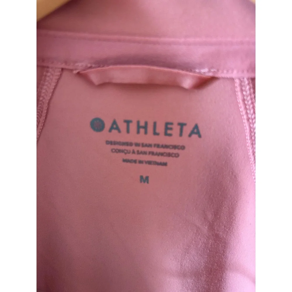 Athleta Triumph Full Zip Jacket Pink Mock Neck Thumbhole Performance Womens M